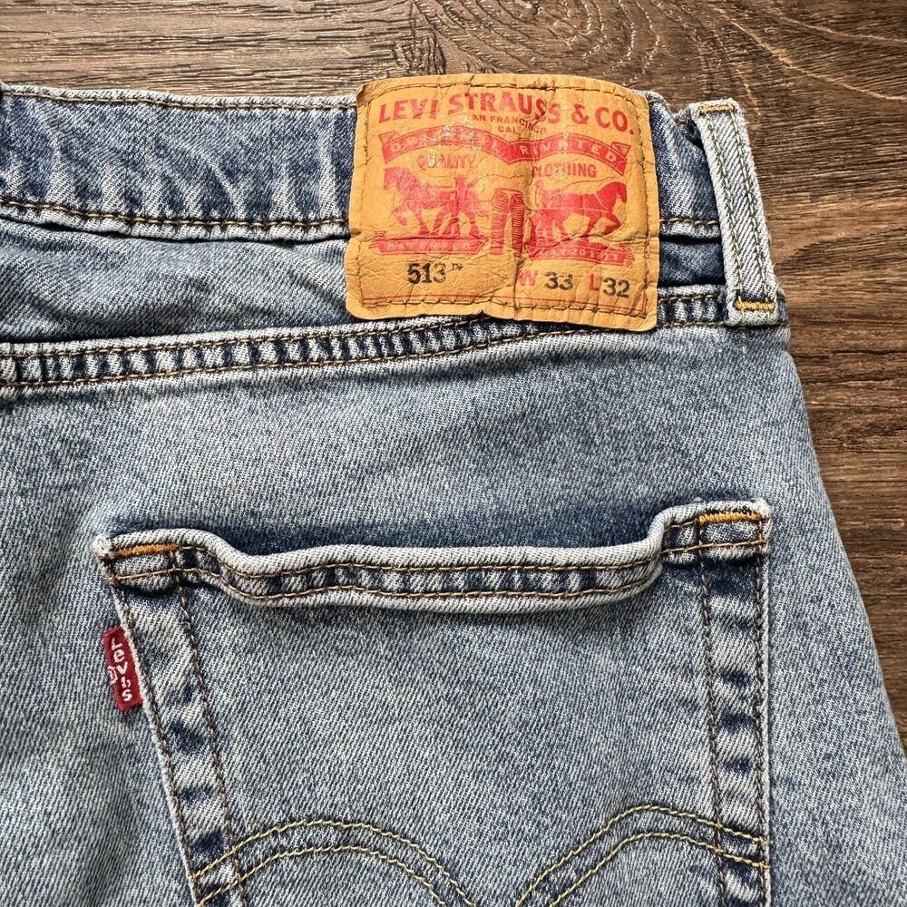 Levis 513 Mens Jeans 33x32 Slim Straight Blue Denim Medium Wash